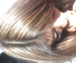 Teen asiática británica da bj en coche